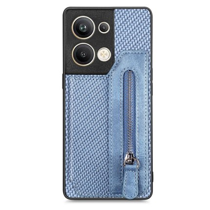 Carbon Ffiber Flip Zipper Wallet Phone Case, For OPPO A57 4G, For OPPO Reno9, For OPPO Reno9 Pro+, For Xiaomi Poco M5 4G