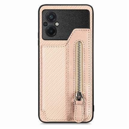 Carbon Ffiber Flip Zipper Wallet Phone Case, For OPPO A57 4G, For OPPO Reno9, For OPPO Reno9 Pro+, For Xiaomi Poco M5 4G