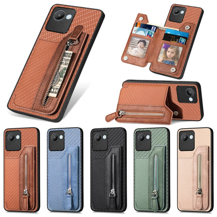 Carbon Ffiber Flip Zipper Wallet Phone Case, For Realme C30, For Xiaomi 13 Pro, For Xiaomi 13, For Google Pixel 7A