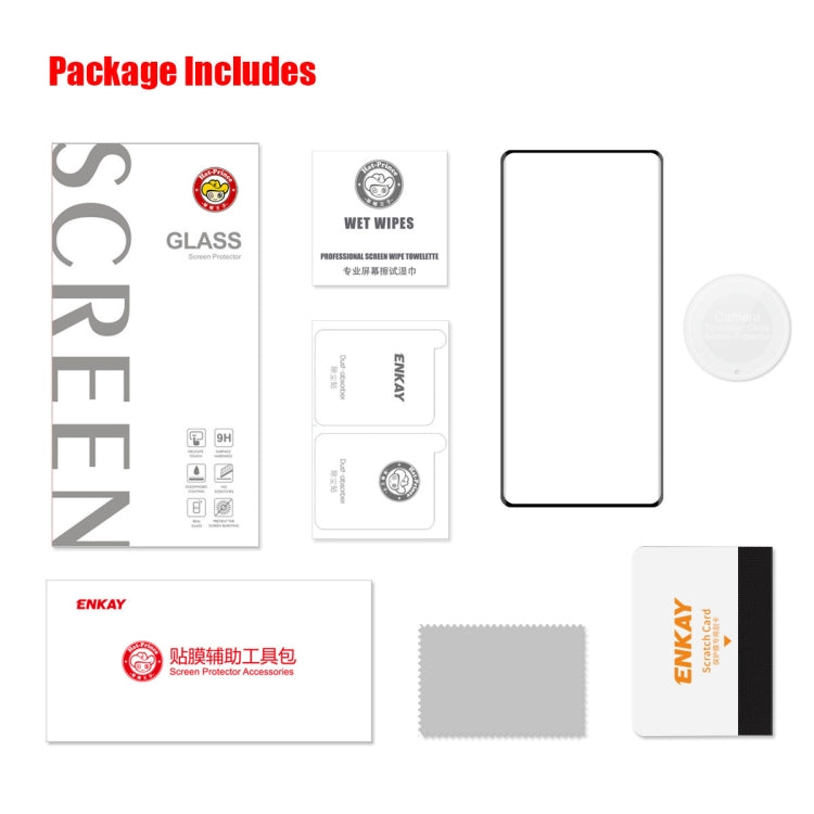 For Honor X9A / Magic5 Lite ENKAY 0.26mm 3D Hot Bending Tempered Glass Full Film with Lens Film, For Honor X9A / Magic5 Lite(1pc), For Honor X9A / Magic5 Lite(2pcs), For Honor X9A / Magic5 Lite(5pcs)