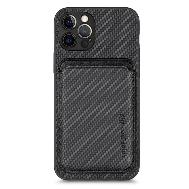 Carbon Fiber Leather Card Magsafe Magnetic Phone Case, For iPhone 12 Pro, For iPhone 12, For iPhone 13 Pro, For iPhone 6 / 6s