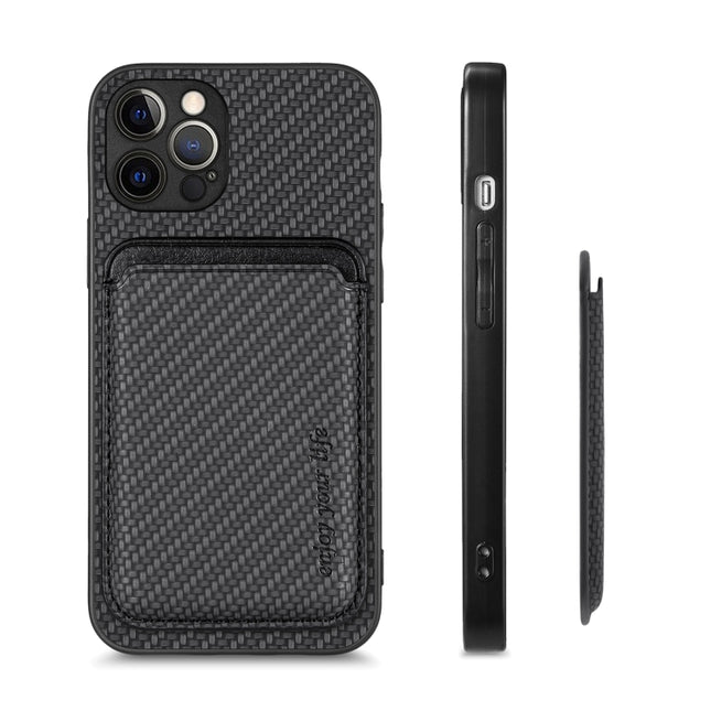 Carbon Fiber Leather Card Magsafe Magnetic Phone Case, For iPhone 12 Pro, For iPhone 12, For iPhone 13 Pro, For iPhone 6 / 6s