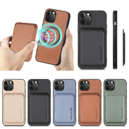 Carbon Fiber Leather Card Magsafe Magnetic Phone Case, For iPhone 12 Pro, For iPhone 12, For iPhone 13 Pro, For iPhone 6 / 6s