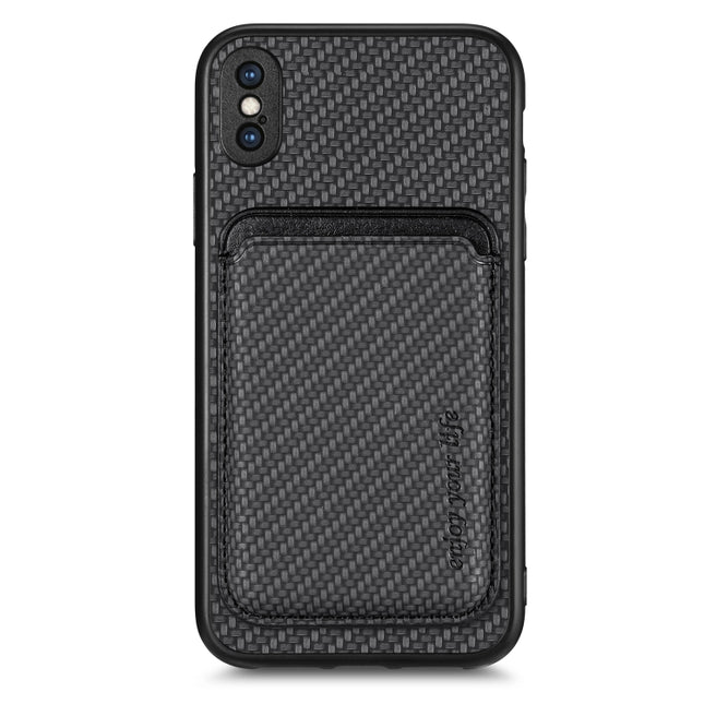 Carbon Fiber Leather Card Magsafe Magnetic Phone Case, For iPhone SE 2022 / 2020 /  7 / 8, For iPhone X / XS, For iPhone  XR, For iPhone XS Max