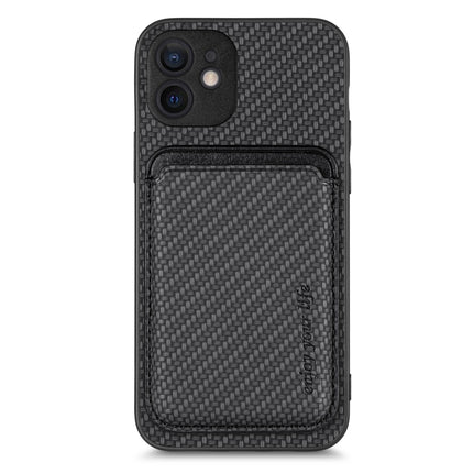 Carbon Fiber Leather Card Magsafe Magnetic Phone Case, For iPhone 11 Pro Max, For iPhone 12 mini, For iPhone 13 mini, For iPhone 13 Pro Max