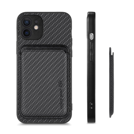 Carbon Fiber Leather Card Magsafe Magnetic Phone Case, For iPhone 11 Pro Max, For iPhone 12 mini, For iPhone 13 mini, For iPhone 13 Pro Max
