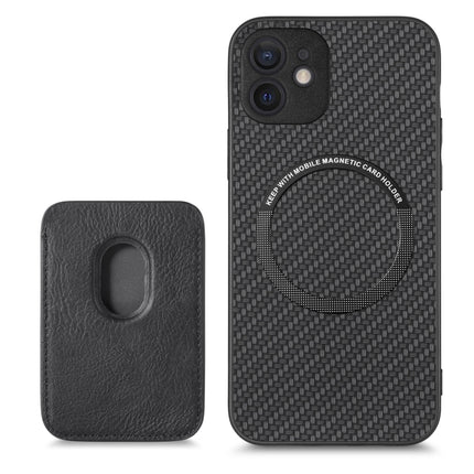 Carbon Fiber Leather Card Magsafe Magnetic Phone Case, For iPhone 11 Pro Max, For iPhone 12 mini, For iPhone 13 mini, For iPhone 13 Pro Max