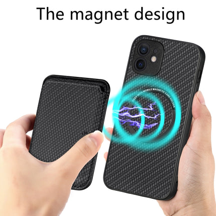 Carbon Fiber Leather Card Magsafe Magnetic Phone Case, For iPhone 11 Pro Max, For iPhone 12 mini, For iPhone 13 mini, For iPhone 13 Pro Max