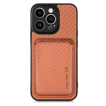 Carbon Fiber Leather Card Magsafe Magnetic Phone Case, For iPhone 11 Pro Max, For iPhone 12 mini, For iPhone 13 mini, For iPhone 13 Pro Max