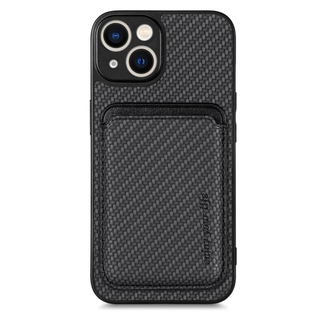 Carbon Fiber Leather Card Magsafe Magnetic Phone Case, For iPhone 14, For iPhone 14 Plus, For iPhone 14 Pro, For iPhone 14 Pro Max