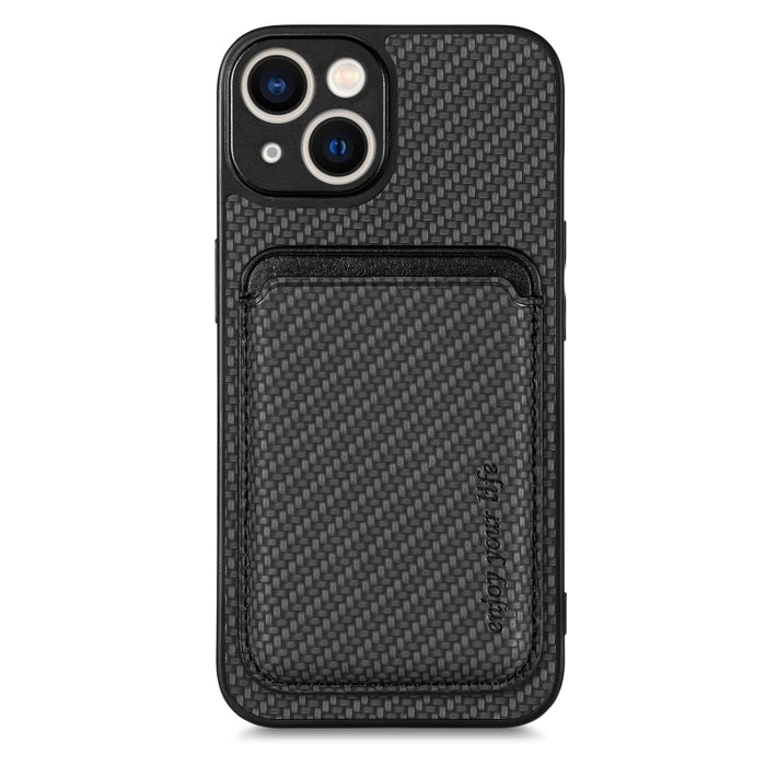 Carbon Fiber Leather Card Magsafe Magnetic Phone Case, For iPhone 14, For iPhone 14 Plus, For iPhone 14 Pro, For iPhone 14 Pro Max