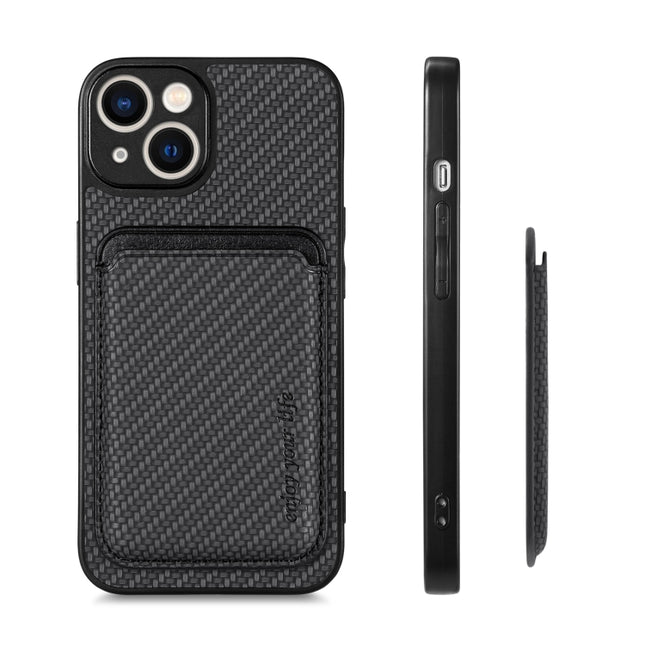 Carbon Fiber Leather Card Magsafe Magnetic Phone Case, For iPhone 14, For iPhone 14 Plus, For iPhone 14 Pro, For iPhone 14 Pro Max