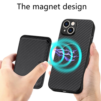 Carbon Fiber Leather Card Magsafe Magnetic Phone Case, For iPhone 14, For iPhone 14 Plus, For iPhone 14 Pro, For iPhone 14 Pro Max