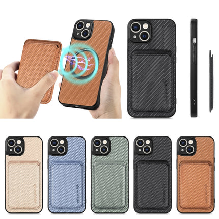 Carbon Fiber Leather Card Magsafe Magnetic Phone Case, For iPhone 14, For iPhone 14 Plus, For iPhone 14 Pro, For iPhone 14 Pro Max