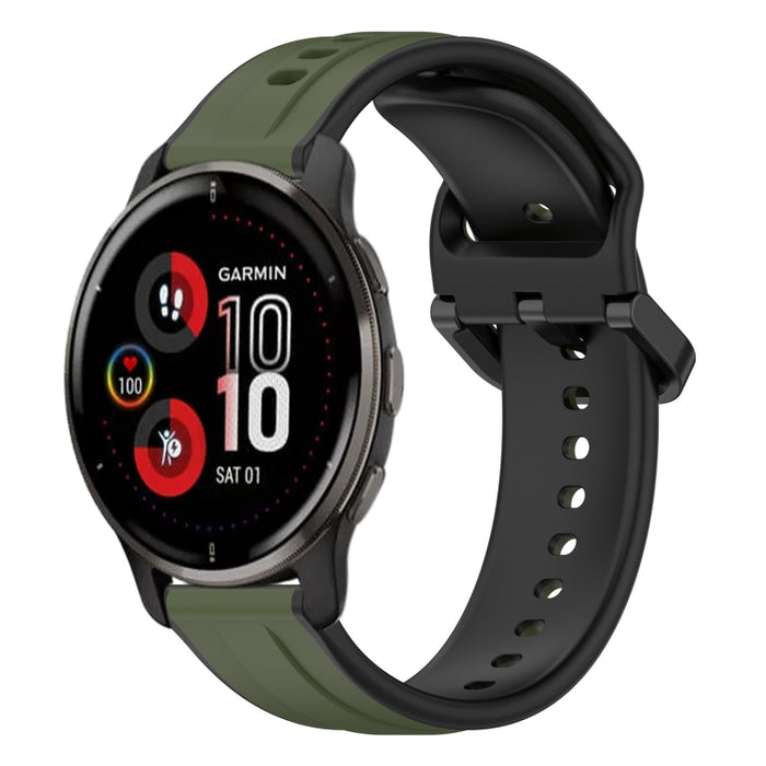 20mm Convex Loop Two-Color Silicone Watch Band, For Garmin Venu 2 Plus, For Garmin Approach S40