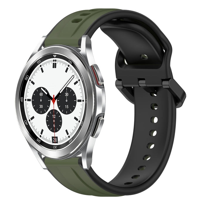 20mm Convex Loop Two-Color Silicone Watch Band, For Samsung  Galaxy Watch 4 Classic 42mm, For Samsung  Galaxy Watch 4 Classic 46mm