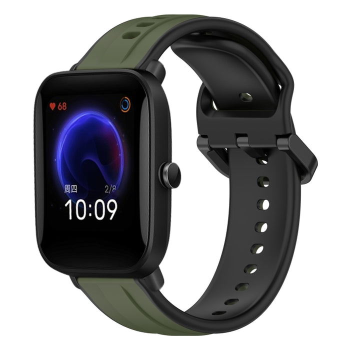 20mm Convex Loop Two-Color Silicone Watch Band, For Amazfit Pop, For Amazfit GTS 4 Mini