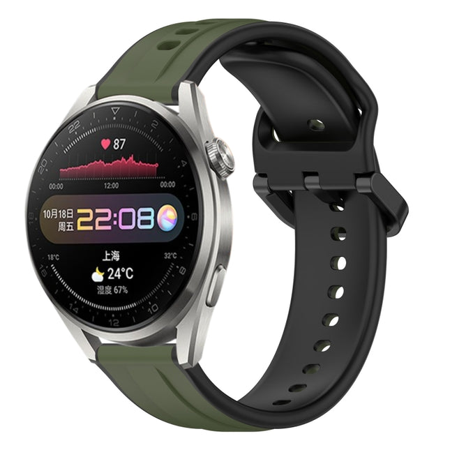 22mm Convex Loop Two-Color Silicone Watch Band, For Huawei Watch 3 Pro, For Huawei GT2 Pro