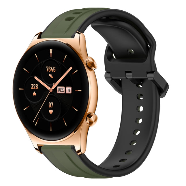 22mm Convex Loop Two-Color Silicone Watch Band, For Honor Watch GS 3, For Honor Watch GS Pro