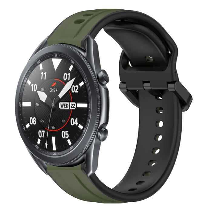 22mm Convex Loop Two-Color Silicone Watch Band, For Samsung Galaxy Watch3 45mm, For Samsung Galaxy Watch 46mm