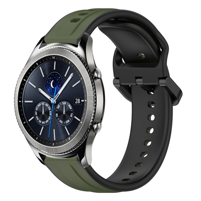 22mm Convex Loop Two-Color Silicone Watch Band, For Samsung Gear S3 Classic, For Samsung Gear S3 Frontier