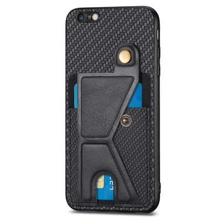 Carbon Fiber Wallet Flip Card K-shaped Holder Phone Case, For iPhone 6 / 6s, For iPhone 6 Plus / 6s Plus, For iPhone SE 2022 / 2020 / 7 / 8, For iPhone 7 Plus / 8 Plus