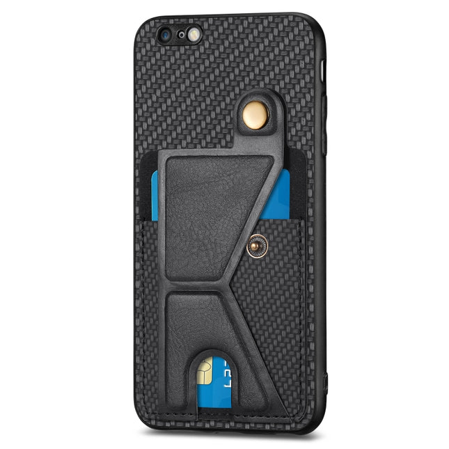 Carbon Fiber Wallet Flip Card K-shaped Holder Phone Case, For iPhone 6 / 6s, For iPhone 6 Plus / 6s Plus, For iPhone SE 2022 / 2020 / 7 / 8, For iPhone 7 Plus / 8 Plus
