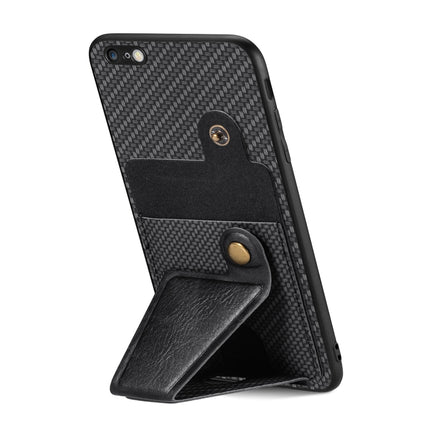 Carbon Fiber Wallet Flip Card K-shaped Holder Phone Case, For iPhone 6 / 6s, For iPhone 6 Plus / 6s Plus, For iPhone SE 2022 / 2020 / 7 / 8, For iPhone 7 Plus / 8 Plus