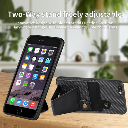 Carbon Fiber Wallet Flip Card K-shaped Holder Phone Case, For iPhone 6 / 6s, For iPhone 6 Plus / 6s Plus, For iPhone SE 2022 / 2020 / 7 / 8, For iPhone 7 Plus / 8 Plus