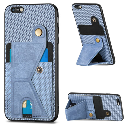 Carbon Fiber Wallet Flip Card K-shaped Holder Phone Case, For iPhone 6 / 6s, For iPhone 6 Plus / 6s Plus, For iPhone SE 2022 / 2020 / 7 / 8, For iPhone 7 Plus / 8 Plus