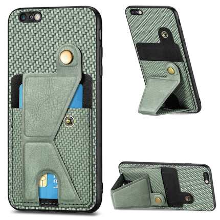 Carbon Fiber Wallet Flip Card K-shaped Holder Phone Case, For iPhone 6 / 6s, For iPhone 6 Plus / 6s Plus, For iPhone SE 2022 / 2020 / 7 / 8, For iPhone 7 Plus / 8 Plus