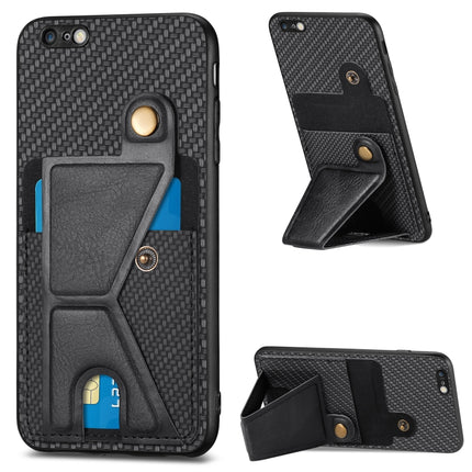 Carbon Fiber Wallet Flip Card K-shaped Holder Phone Case, For iPhone 6 / 6s, For iPhone 6 Plus / 6s Plus, For iPhone SE 2022 / 2020 / 7 / 8, For iPhone 7 Plus / 8 Plus