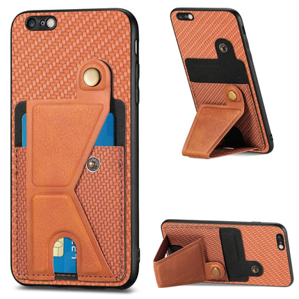 Carbon Fiber Wallet Flip Card K-shaped Holder Phone Case, For iPhone 6 / 6s, For iPhone 6 Plus / 6s Plus, For iPhone SE 2022 / 2020 / 7 / 8, For iPhone 7 Plus / 8 Plus