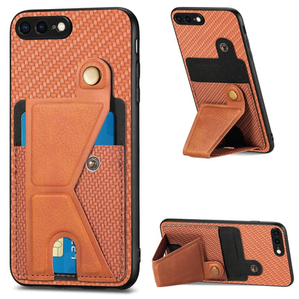 Carbon Fiber Wallet Flip Card K-shaped Holder Phone Case, For iPhone 6 / 6s, For iPhone 6 Plus / 6s Plus, For iPhone SE 2022 / 2020 / 7 / 8, For iPhone 7 Plus / 8 Plus