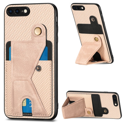 Carbon Fiber Wallet Flip Card K-shaped Holder Phone Case, For iPhone 6 / 6s, For iPhone 6 Plus / 6s Plus, For iPhone SE 2022 / 2020 / 7 / 8, For iPhone 7 Plus / 8 Plus