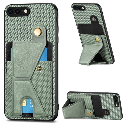 Carbon Fiber Wallet Flip Card K-shaped Holder Phone Case, For iPhone 6 / 6s, For iPhone 6 Plus / 6s Plus, For iPhone SE 2022 / 2020 / 7 / 8, For iPhone 7 Plus / 8 Plus