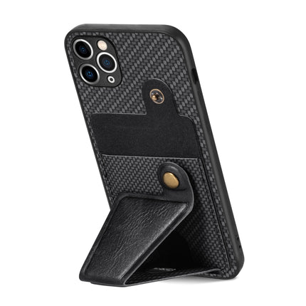 Carbon Fiber Wallet Flip Card K-shaped Holder Phone Case, For iPhone 11 Pro, For iPhone 11 Pro Max, For iPhone 12 mini, For iPhone 12