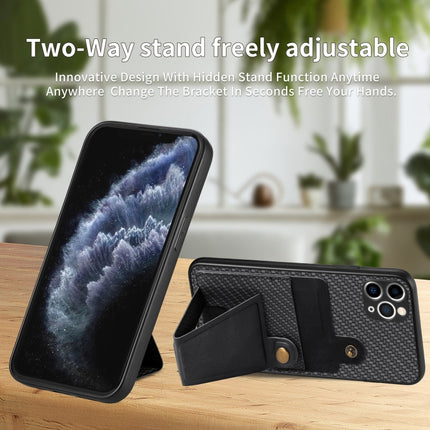 Carbon Fiber Wallet Flip Card K-shaped Holder Phone Case, For iPhone 11 Pro, For iPhone 11 Pro Max, For iPhone 12 mini, For iPhone 12