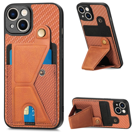 Carbon Fiber Wallet Flip Card K-shaped Holder Phone Case, For iPhone 12 Pro, For iPhone 12 Pro Max, For iPhone 13 mini, For iPhone 13