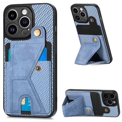 Carbon Fiber Wallet Flip Card K-shaped Holder Phone Case, For iPhone 13 Pro, For iPhone 13 Pro Max, For iPhone 14, For iPhone 14 Plus
