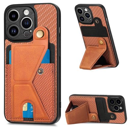 Carbon Fiber Wallet Flip Card K-shaped Holder Phone Case, For iPhone 13 Pro, For iPhone 13 Pro Max, For iPhone 14, For iPhone 14 Plus