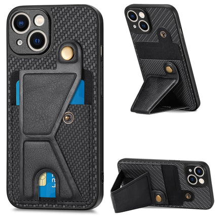 Carbon Fiber Wallet Flip Card K-shaped Holder Phone Case, For iPhone 13 Pro, For iPhone 13 Pro Max, For iPhone 14, For iPhone 14 Plus
