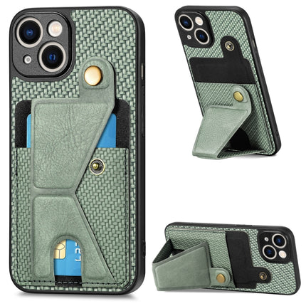 Carbon Fiber Wallet Flip Card K-shaped Holder Phone Case, For iPhone 13 Pro, For iPhone 13 Pro Max, For iPhone 14, For iPhone 14 Plus