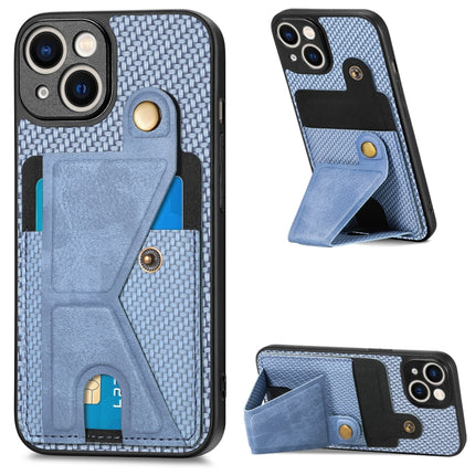 Carbon Fiber Wallet Flip Card K-shaped Holder Phone Case, For iPhone 13 Pro, For iPhone 13 Pro Max, For iPhone 14, For iPhone 14 Plus