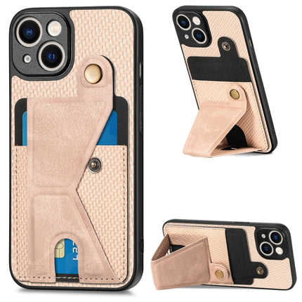 Carbon Fiber Wallet Flip Card K-shaped Holder Phone Case, For iPhone 13 Pro, For iPhone 13 Pro Max, For iPhone 14, For iPhone 14 Plus