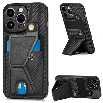 Carbon Fiber Wallet Flip Card K-shaped Holder Phone Case, For iPhone 14 Pro, For iPhone 14 Pro Max