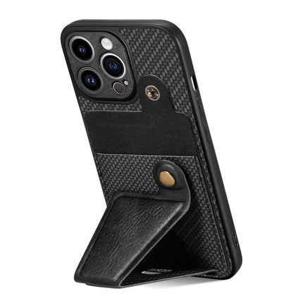 Carbon Fiber Wallet Flip Card K-shaped Holder Phone Case, For iPhone 14 Pro, For iPhone 14 Pro Max