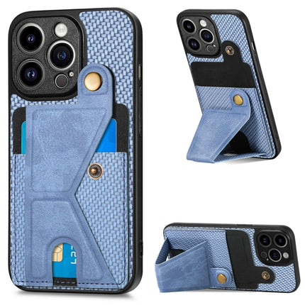 Carbon Fiber Wallet Flip Card K-shaped Holder Phone Case, For iPhone 14 Pro, For iPhone 14 Pro Max