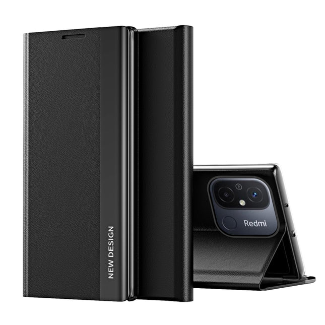 Side Electroplated Adsorption Leather Phone Case, For Xiaomi Redmi 12C