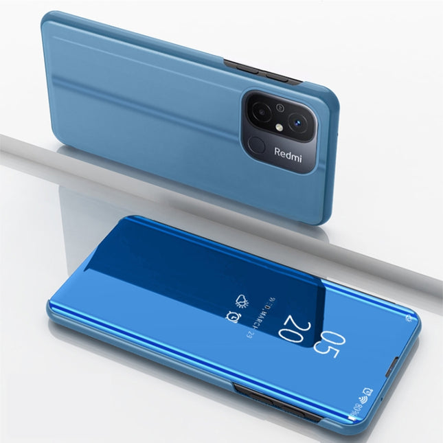 Plated Mirror Horizontal Flip Leather Case with Holder, For Xiaomi Redmi 12C